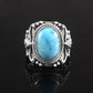 Larimar Vintage Ring, 925 Solid Silver, Gemstone Ring, Statement Ring, Larimar Jewelry