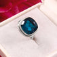 Cushion Blue Topaz Ring, Statement Ring, 925 Solid Sterling Silver, Gemstone Ring, Handmade Jewelry