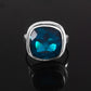 Cushion Blue Topaz Ring, Statement Ring, 925 Solid Sterling Silver, Gemstone Ring, Handmade Jewelry