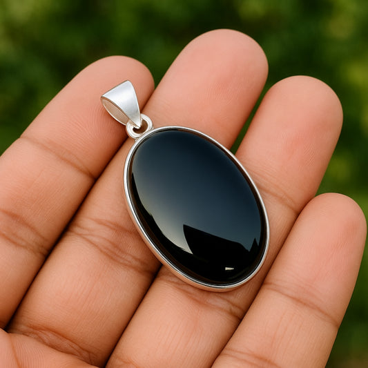 Black Onyx Gemstone Pendant, 925 Sterling Silver Jewelry, Statement Pendant, Women Handmade Jewelry