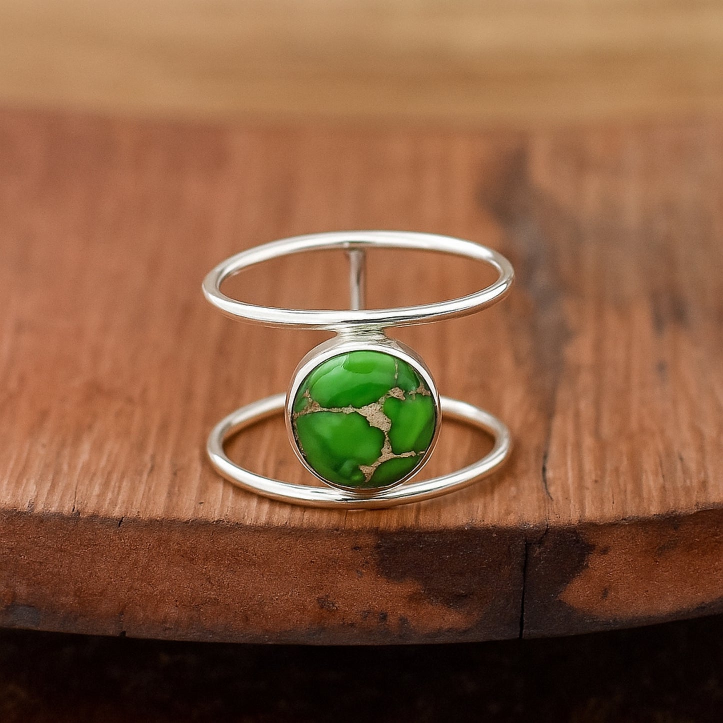 Green copper Turquoise Ring, 925 Sterling Silver, Women Ring, Gemstone Ring, Handmade Jewelry