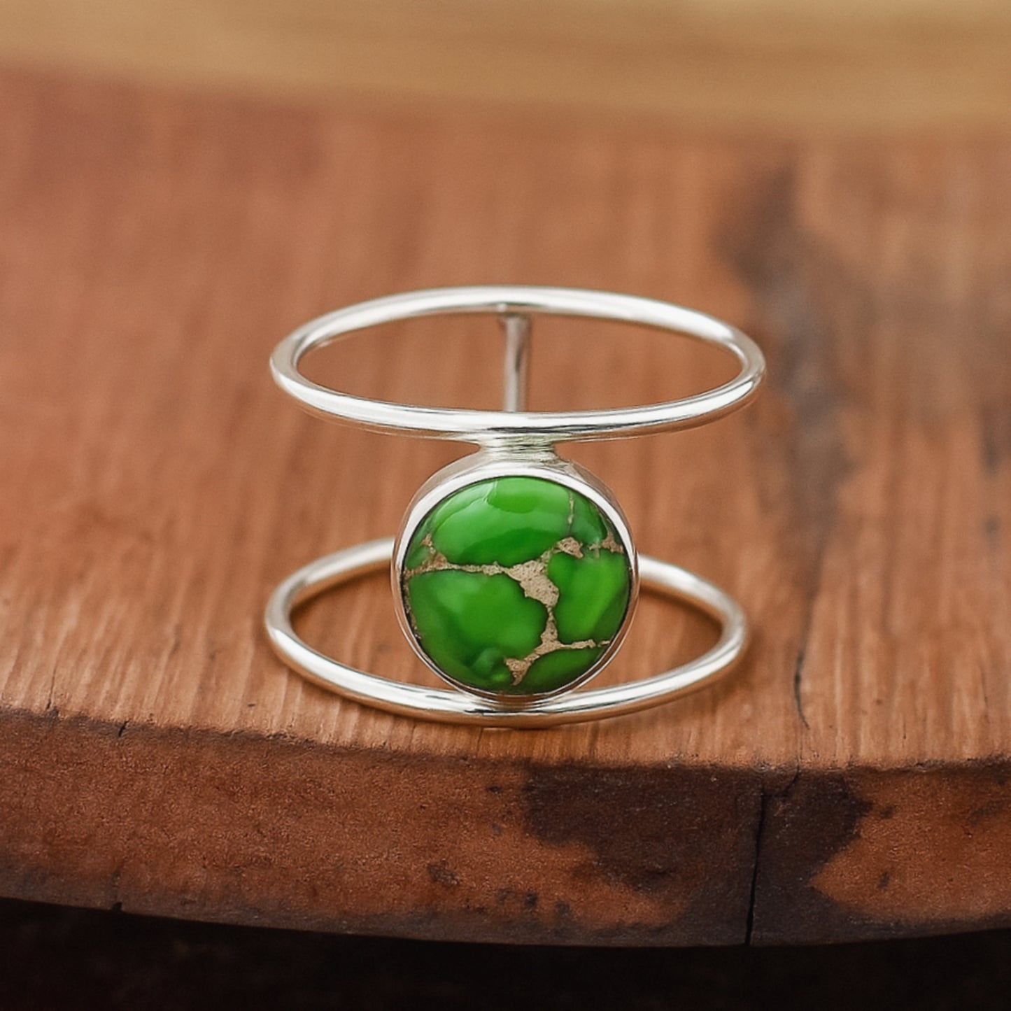 Green copper Turquoise Ring, 925 Sterling Silver, Women Ring, Gemstone Ring, Handmade Jewelry