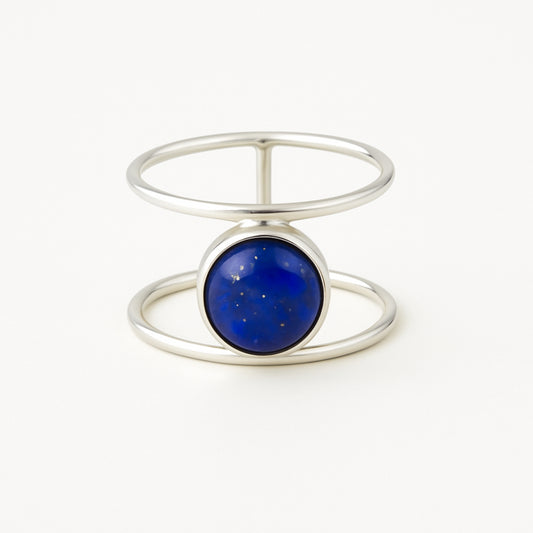 Lapis Lazuli Ring, 925 Solid Silver Ring, Gemstone Ring, Round Lapis Ring