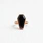 Black Onyx Coffin Statement Ring - Solid Pure Copper Jewelry, Handmade Minimalist Boho Ring