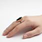 Black Onyx Coffin Statement Ring - Solid Pure Copper Jewelry, Handmade Minimalist Boho Ring