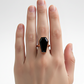 Black Onyx Coffin Statement Ring - Solid Pure Copper Jewelry, Handmade Minimalist Boho Ring